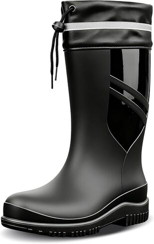 Men's Mid Calf Rain Boots Waterproof Slip Resistant PVC Strap for Outdoor Work Fishing Gardening in Saudi Arabia