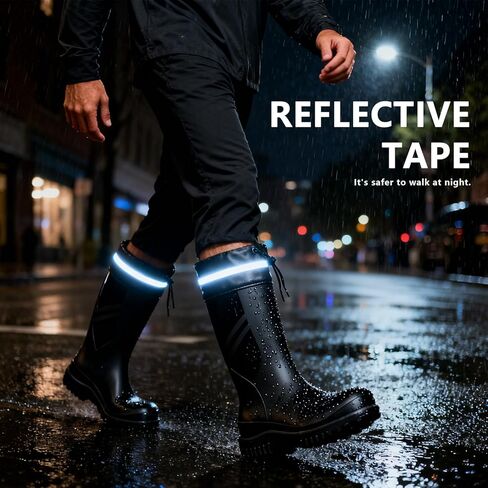 Men's Mid Calf Rain Boots Waterproof Slip Resistant PVC Strap for Outdoor Work Fishing Gardening in Saudi Arabia