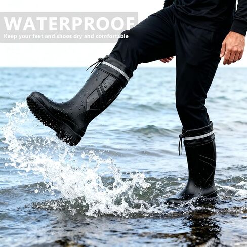 Men's Mid Calf Rain Boots Waterproof Slip Resistant PVC Strap for Outdoor Work Fishing Gardening in Saudi Arabia