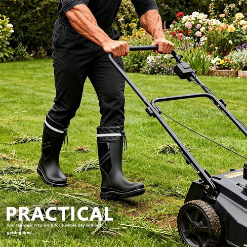 Men's Mid Calf Rain Boots Waterproof Slip Resistant PVC Strap for Outdoor Work Fishing Gardening in Saudi Arabia