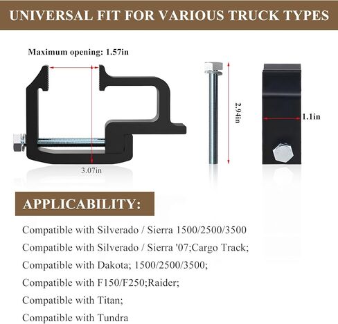 2 PCS Camper Shell Clamps, Aluminum Mounting Clip for Truck Caps Camper Shell, Automotive Topper Clamps Compatible with Silverado Sierra Dodge Ram, Car Accessories in Kuwait