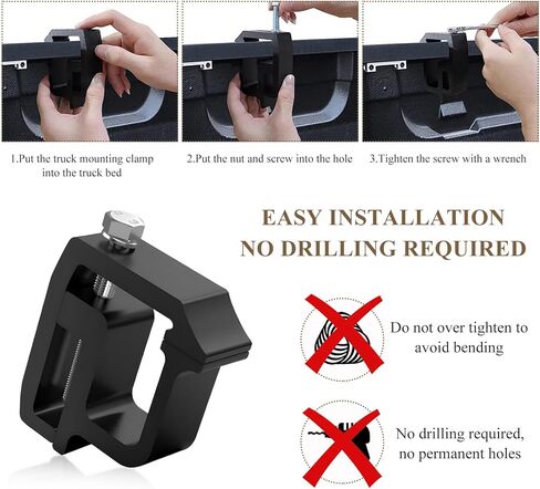 2 PCS Camper Shell Clamps, Aluminum Mounting Clip for Truck Caps Camper Shell, Automotive Topper Clamps Compatible with Silverado Sierra Dodge Ram, Car Accessories in Kuwait