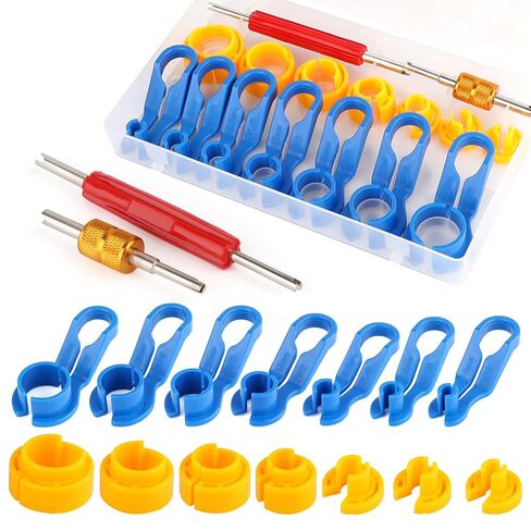 16PCS Car AC Fuel Line Disconnect Tool Set with Storage Box,Master Quick Disconnect Tool Kit,Valve Core Remover Tool Kit 1/4 5/16 3/8 1/2 5/8 3/4 7/8 Inch for Auto AC Repair,Transmission Cooler Lines in Saudi Arabia