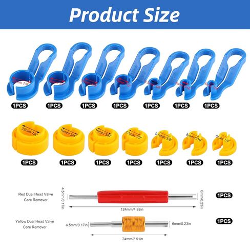 16PCS Car AC Fuel Line Disconnect Tool Set with Storage Box,Master Quick Disconnect Tool Kit,Valve Core Remover Tool Kit 1/4 5/16 3/8 1/2 5/8 3/4 7/8 Inch for Auto AC Repair,Transmission Cooler Lines in Saudi Arabia