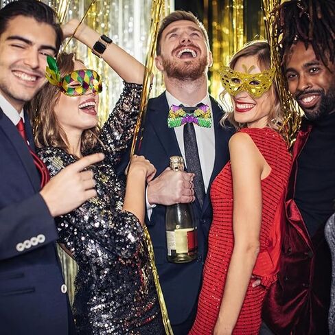 ربطات عنق مطرزة بالترتر من Needzo Festive Mardi Gras، ربطة عنق قابلة للتعديل، ملحقات الحفلات اللامعة، مقاس واحد (عبوة من قطعتين) in Kuwait