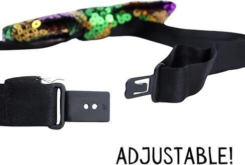 ربطات عنق مطرزة بالترتر من Needzo Festive Mardi Gras، ربطة عنق قابلة للتعديل، ملحقات الحفلات اللامعة، مقاس واحد (عبوة من قطعتين) in Kuwait