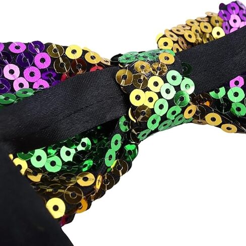 ربطات عنق مطرزة بالترتر من Needzo Festive Mardi Gras، ربطة عنق قابلة للتعديل، ملحقات الحفلات اللامعة، مقاس واحد (عبوة من قطعتين) in Kuwait