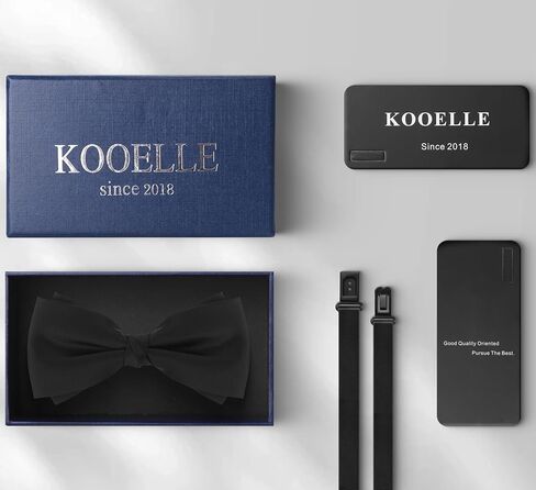 KOOELLE Black Bow Ties for Men – Pre-Tied Satin Wedding Accessory (Adjustable for Groomsmen & Prom) in Saudi Arabia