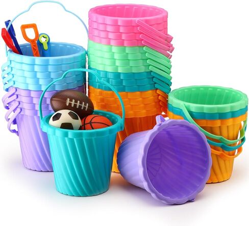 Jerify 30 Pieces Mini Plastic Beach Pail 6.3 Inch Plastic Small Bucket Small Sand Pail Beach Toy Building Beach and Sandbox Toys for Summer Beach Toys Practical Gift Party Favor and Prize (Sea Animal) in Saudi Arabia