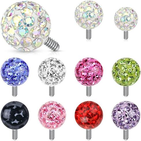 BodyJewelryOnline 316L فولاذ جراحي 16G 14G أعلى جلدي ملولب داخليًا مغطى بالإيبوكسي الشفاف مغطى بالإيبوكسي كرة فيريدو مرساة جلدية 3 مم 4 مم 5 مم مجوهرات ثقب الجلد الدقيقة - تباع بشكل فردي in Kuwait
