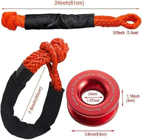 Synthetic Soft Shackle Recovery Ring Kit, 66,000 lbs Winch Snatch Ring & 33,000 lbs Synthetic Winch Rope, Heavy Duty Off-Road Recovery Pulley System for ATV, UTV, SUV, 4x4 Trucks (red) in Saudi Arabia