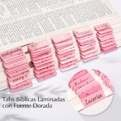 علامات تبويب الكتاب المقدس الإسبانية للنساء، Pestañas para Biblia en Español، 73 علامة تبويب للكتاب المقدس للمسيحيين، علامات تبويب الكتاب المقدس المضادة للتجاعيد للدراسة، خط ذهبي كبير، علامات تبويب فصل الكتاب المقدس مقاومة للماء in Kuwait
