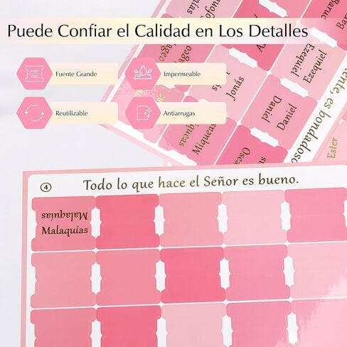 علامات تبويب الكتاب المقدس الإسبانية للنساء، Pestañas para Biblia en Español، 73 علامة تبويب للكتاب المقدس للمسيحيين، علامات تبويب الكتاب المقدس المضادة للتجاعيد للدراسة، خط ذهبي كبير، علامات تبويب فصل الكتاب المقدس مقاومة للماء in Kuwait