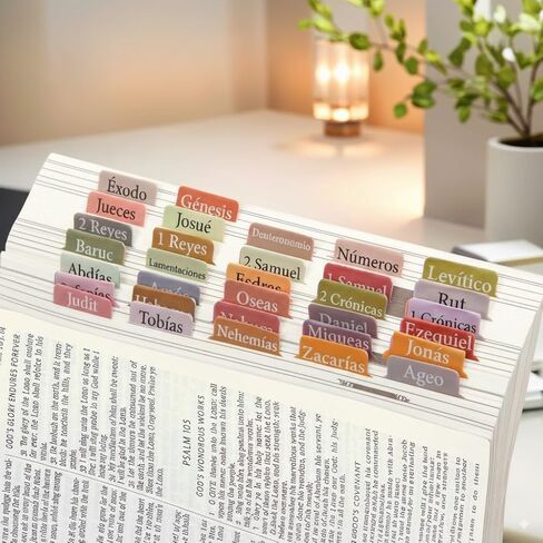 علامات تبويب الكتاب المقدس الإسبانية للنساء، Pestañas para Biblia en Español، 73 علامة تبويب للكتاب المقدس للمسيحيين، علامات تبويب الكتاب المقدس المضادة للتجاعيد للدراسة، خط ذهبي كبير، علامات تبويب فصل الكتاب المقدس مقاومة للماء in Kuwait