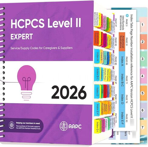 علامات تبويب الكتب لإصدار HCPCS Level II Expert 2026/2025 (AAPC)، و72 علامة تبويب كتب مرمزة بالألوان مع دليل المحاذاة وعلامات تبويب متينة وفارغة مغلفة (الكتاب غير متضمن) in Kuwait