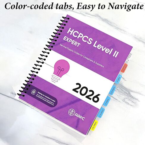 علامات تبويب الكتب لإصدار HCPCS Level II Expert 2026/2025 (AAPC)، و72 علامة تبويب كتب مرمزة بالألوان مع دليل المحاذاة وعلامات تبويب متينة وفارغة مغلفة (الكتاب غير متضمن) in Kuwait
