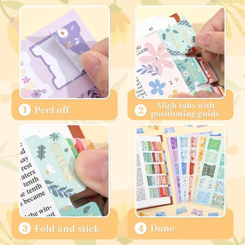 Bible Tabs for Women & Men, 105 Floral Laminated Large Print Index Tabs Kit, 66 Pre-Printed Chapter Stickers for Old & New Testament + 39 Blank for DIY, with Alignment Ruler, Easy to Apply & Organize in Saudi Arabia