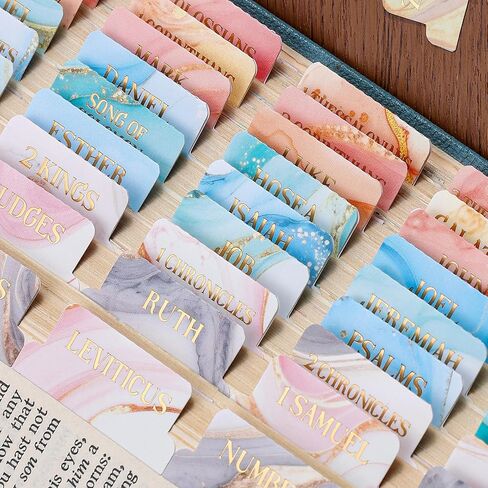 Bible Tabs for Women & Men, 105 Floral Laminated Large Print Index Tabs Kit, 66 Pre-Printed Chapter Stickers for Old & New Testament + 39 Blank for DIY, with Alignment Ruler, Easy to Apply & Organize in Saudi Arabia