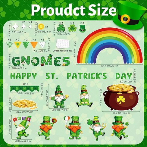 82 قطعة من ديكورات لوحة إعلانات عيد القديس باتريك، قطع عملات ذهبية قوس قزح من أجل ديكورات يوم القديس باتريك، حدود لوحة نشرات البرسيم المحظوظ لديكور جدران المنزل والمكتب في الفصل الدراسي in Kuwait