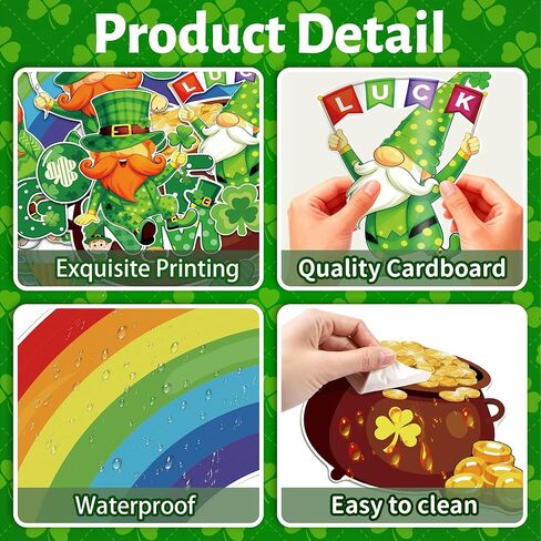 82 قطعة من ديكورات لوحة إعلانات عيد القديس باتريك، قطع عملات ذهبية قوس قزح من أجل ديكورات يوم القديس باتريك، حدود لوحة نشرات البرسيم المحظوظ لديكور جدران المنزل والمكتب في الفصل الدراسي in Kuwait