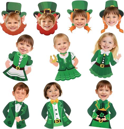 CCINEE 60pcs عيد القديس باتريك الجني لوحة الإعلانات الزينة، DIY الأيرلندية الجني البدلة اللباس الفصول الدراسية القواطع لمارس القديس باتريك يوم المدرسة فئة الصورة الحرف جدار باب الزينة in Saudi Arabia