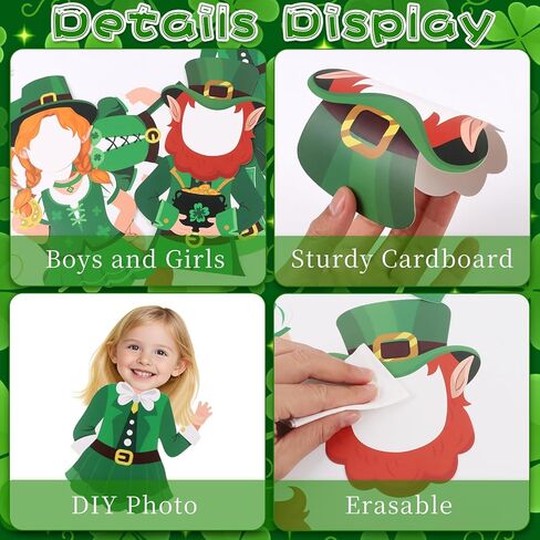 CCINEE 60pcs عيد القديس باتريك الجني لوحة الإعلانات الزينة، DIY الأيرلندية الجني البدلة اللباس الفصول الدراسية القواطع لمارس القديس باتريك يوم المدرسة فئة الصورة الحرف جدار باب الزينة in Saudi Arabia