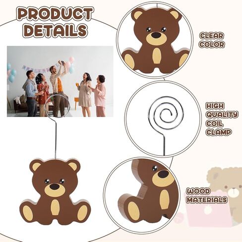 JarThenaAMCS 10Pcs Bear Wooden Place Card Holder Cute Picture Table Number Holder Name Card Photo Display Stand for Wedding Birthday Baby Shower Party Table Setting Supplies in Saudi Arabia