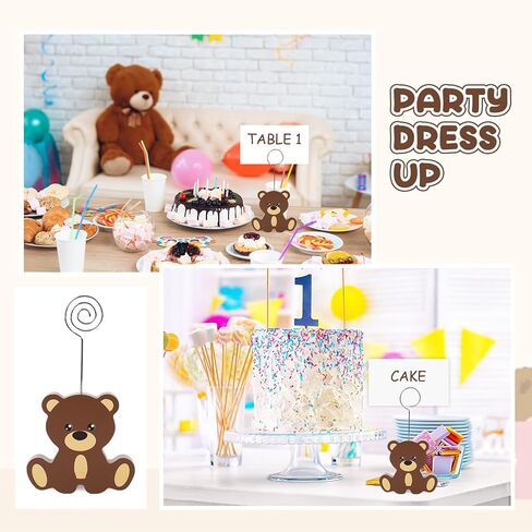 JarThenaAMCS 10Pcs Bear Wooden Place Card Holder Cute Picture Table Number Holder Name Card Photo Display Stand for Wedding Birthday Baby Shower Party Table Setting Supplies in Saudi Arabia