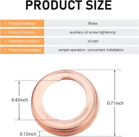 WZP 12PCS M12 Oil Drain Plug Crush Washer, Copper Crush Washer Seal Ring, Replace for 11026-01M02 11026-JA00A, Compatible with Nissan Rogue Sentra Xterra Altima Frontier Armada Infiniti G35 G37(Gold) in Saudi Arabia