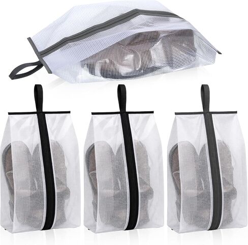 Shoe Bags for Travel 4 PCS Large Travel Shoe Bag Clear Gym Shoes Bag with Zipper Waterproof Golf Shoes Dust Bags with Handle for Man and Women (Black & Gray) in Saudi Arabia
