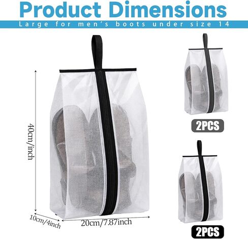 Shoe Bags for Travel 4 PCS Large Travel Shoe Bag Clear Gym Shoes Bag with Zipper Waterproof Golf Shoes Dust Bags with Handle for Man and Women (Black & Gray) in Saudi Arabia
