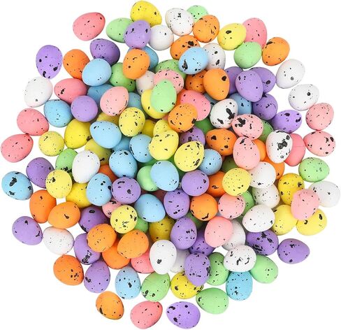 JUNEBRUSHS 300 Pcs Speckled Easter Eggs Decor, Glitter Mini Foam Easter Eggs in Mixed Color for Vase Filler Easter Crafts Home Decor Party Supplies in Saudi Arabia