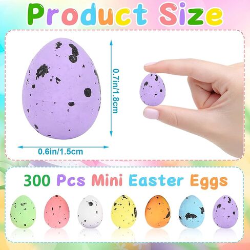 JUNEBRUSHS 300 Pcs Speckled Easter Eggs Decor, Glitter Mini Foam Easter Eggs in Mixed Color for Vase Filler Easter Crafts Home Decor Party Supplies in Saudi Arabia