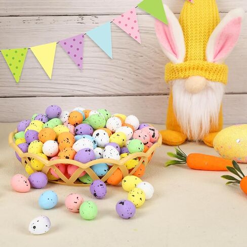 JUNEBRUSHS 300 Pcs Speckled Easter Eggs Decor, Glitter Mini Foam Easter Eggs in Mixed Color for Vase Filler Easter Crafts Home Decor Party Supplies in Saudi Arabia