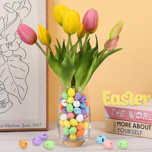 JUNEBRUSHS 300 Pcs Speckled Easter Eggs Decor, Glitter Mini Foam Easter Eggs in Mixed Color for Vase Filler Easter Crafts Home Decor Party Supplies in Saudi Arabia