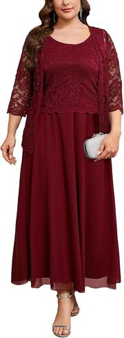 CYCLAMEN Plus Size 2 Piece Formal Dress Suit Mother of The Bride Dresses Sets with Lace Jacket Elegant Wedding Outfits in Saudi Arabia