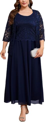 CYCLAMEN Plus Size 2 Piece Formal Dress Suit Mother of The Bride Dresses Sets with Lace Jacket Elegant Wedding Outfits in Saudi Arabia
