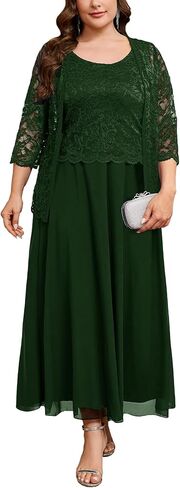 CYCLAMEN Plus Size 2 Piece Formal Dress Suit Mother of The Bride Dresses Sets with Lace Jacket Elegant Wedding Outfits in Saudi Arabia