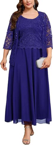 CYCLAMEN Plus Size 2 Piece Formal Dress Suit Mother of The Bride Dresses Sets with Lace Jacket Elegant Wedding Outfits in Saudi Arabia
