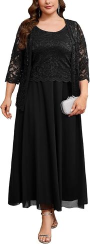 CYCLAMEN Plus Size 2 Piece Formal Dress Suit Mother of The Bride Dresses Sets with Lace Jacket Elegant Wedding Outfits in Saudi Arabia