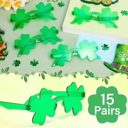 15 Pairs of St. Patrick's Day Sunglasses, Green Glasses for St. Patrick's Day Accessories Green Irish Party Carnivals Favor Costume Decorations in Saudi Arabia