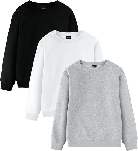 Little Beauty 3 Pack Boys Long Sleeve Shirts Cotton Crewneck Sweatshirts Soft Pullover Tops for Kids in Saudi Arabia