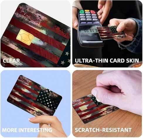 4 Pack Cool Vinyl Credit Card Skins Ultra Slim Waterproof Debit Card Sticker Cover with Chip Cutout for Men Women Wallet Decor Anti Scratch Protective Film Gift (4) in Saudi Arabia