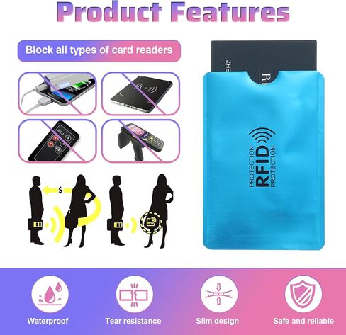18Pcs RFID Card Sleeves, Credit Card Sleeves Protectors, Slim Protective RFID Blocking Sleeve, Identity Theft Protection Secure for Men Women, Waterproof in Saudi Arabia