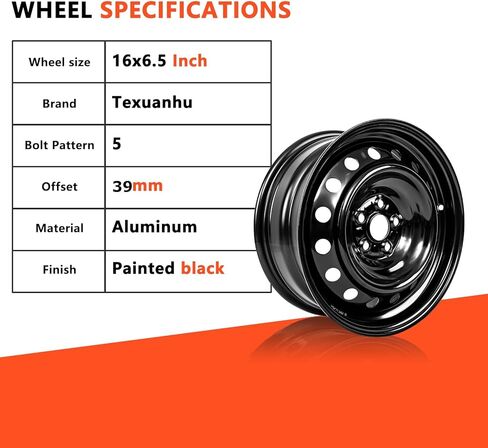 حافة جديدة مقاس 16 بوصة لسيارة Toyota Corolla Matrix Factory 2009-2019 عجلة فولاذية مطلية باللون الأسود - استبدال مباشر OE 16 × 6.5 بوصة مجموعة من 1 in Kuwait