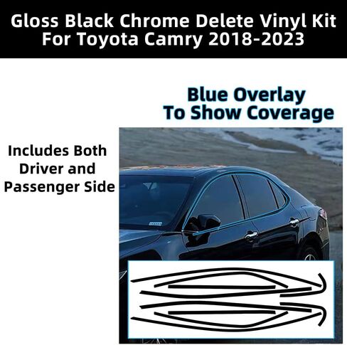 Side Window Trim Chrome Delete Blackout Overlay Kit Pre-Cut Vinyl Compatible for Toyota Camry 2018-2023 in Saudi Arabia