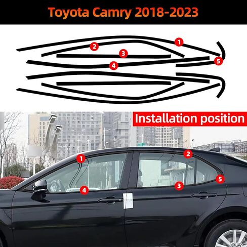 Side Window Trim Chrome Delete Blackout Overlay Kit Pre-Cut Vinyl Compatible for Toyota Camry 2018-2023 in Saudi Arabia