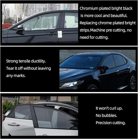 Side Window Trim Chrome Delete Blackout Overlay Kit Pre-Cut Vinyl Compatible for Toyota Camry 2018-2023 in Saudi Arabia