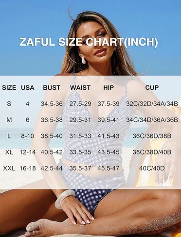 ZAFUL Tankini المايوه للنساء كشكش تقليم محكم عالية قطع Tankini مجموعة قطعتين الاستحمام الدعاوى in Kuwait