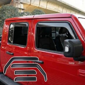 واقيات المطر المتوافقة مع 2020-2026 Jeep Gladiator JT 2018-2026 Wrangler JLU 4 قطع في القناة أقنعة النوافذ منحرف الرياح دروع الطقس لملحقات المصارع 2025 in Kuwait